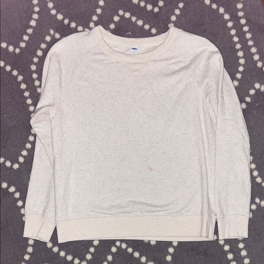 Old Navy Cream Crewneck Sweater Relaxed Fit